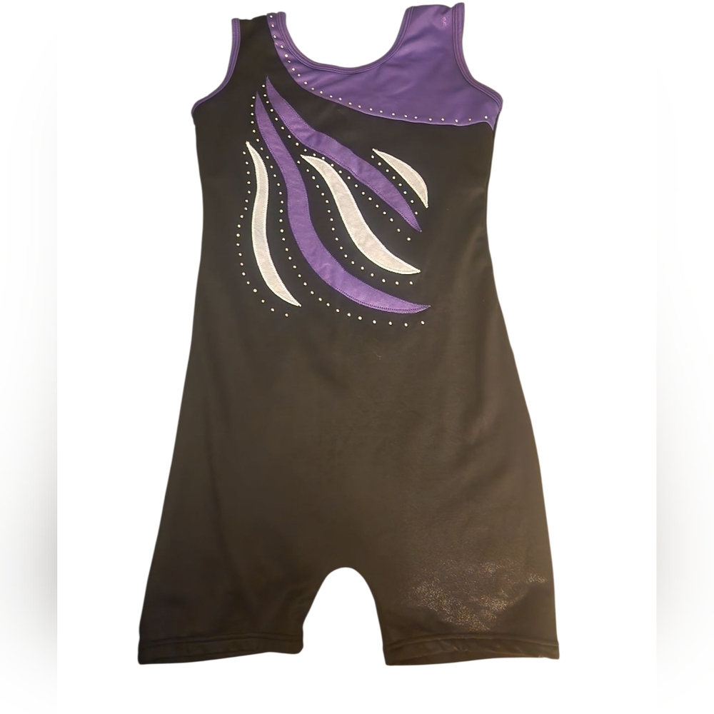 Girls Sleeveless Leotard In Black Purple White